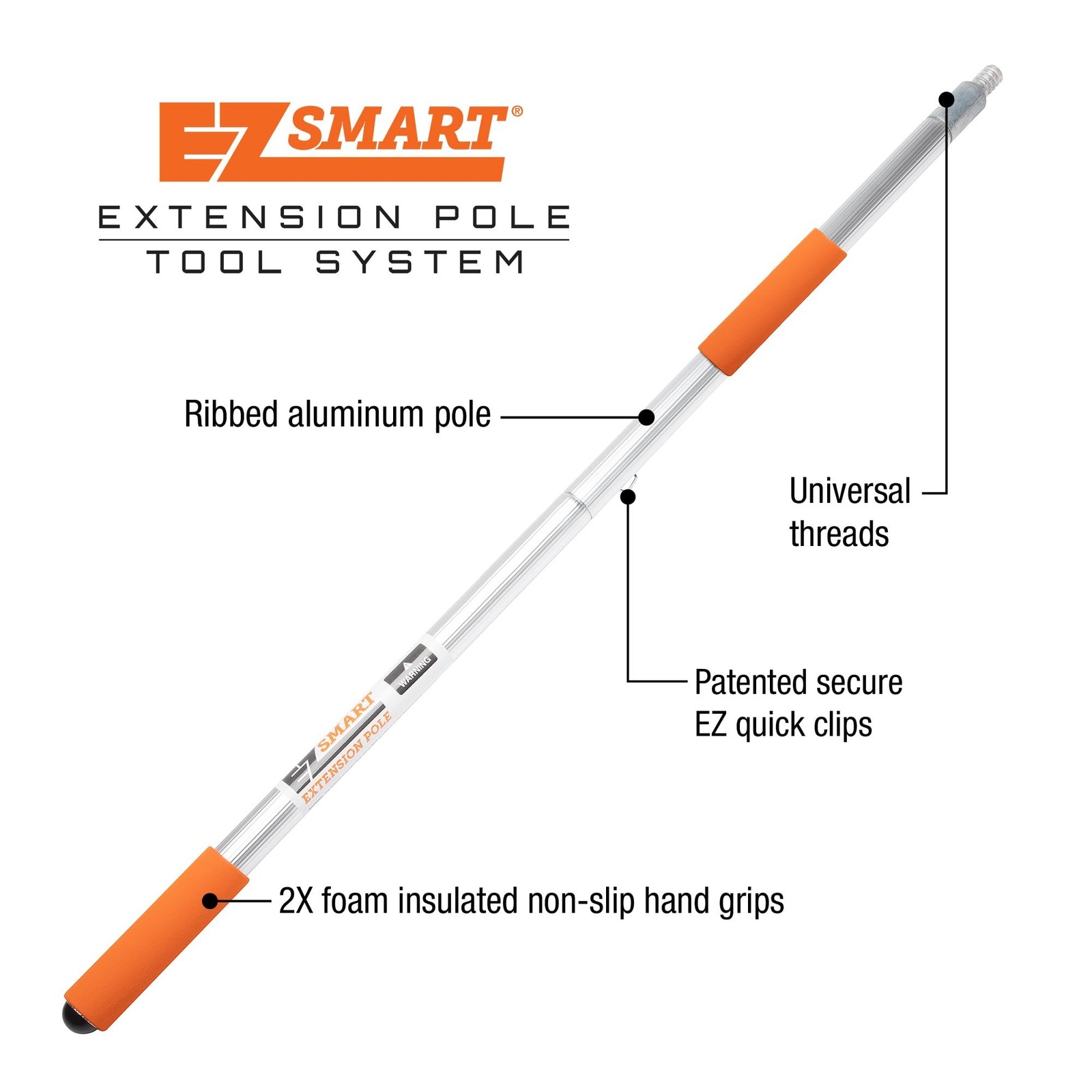 EZ Smart 16 ft Extension Pole – Lightweight Aluminum, Standard 3/4″ Acme T