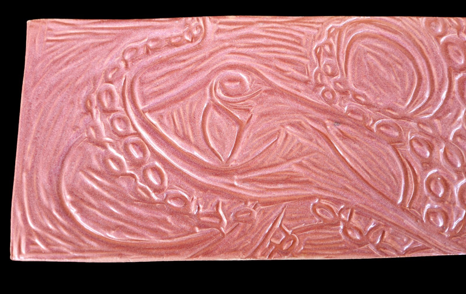 Artistic Octopus Ceramic Tile 10″×5″ Pink Relief Pattern Nautical