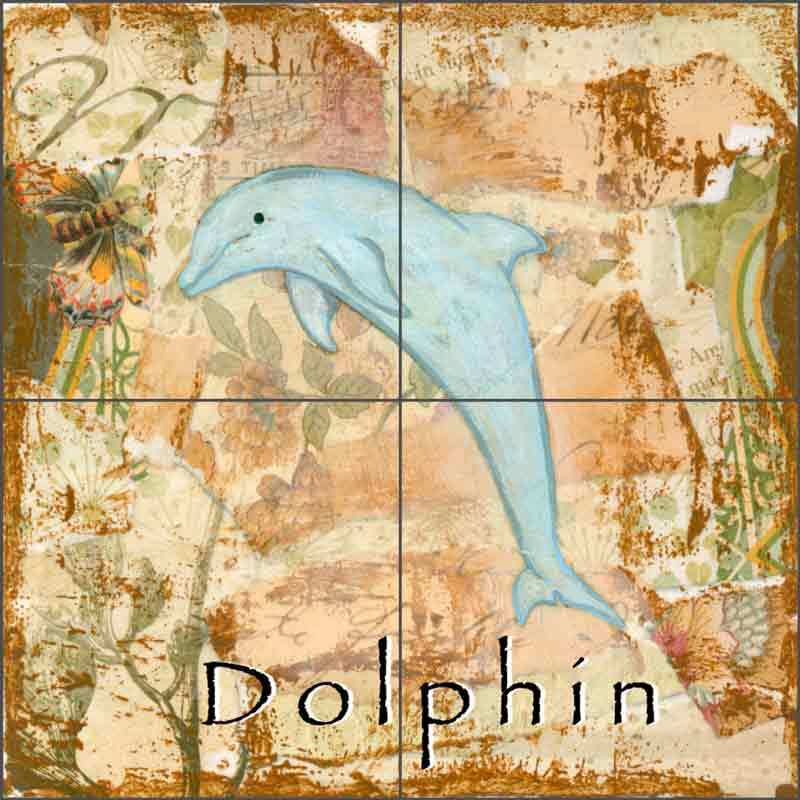 Ceramic Tile Mural Backsplash McKenna Sea Life Dolphin Undersea Art CCI-BRI254