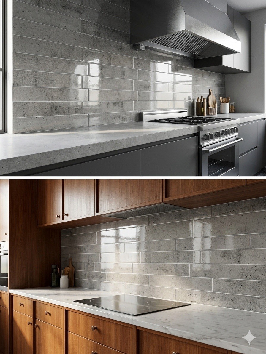 10-Pack Gray Concrete Effect Peel and Stick Backsplash Tile Sheets – 12″ x 22.5″