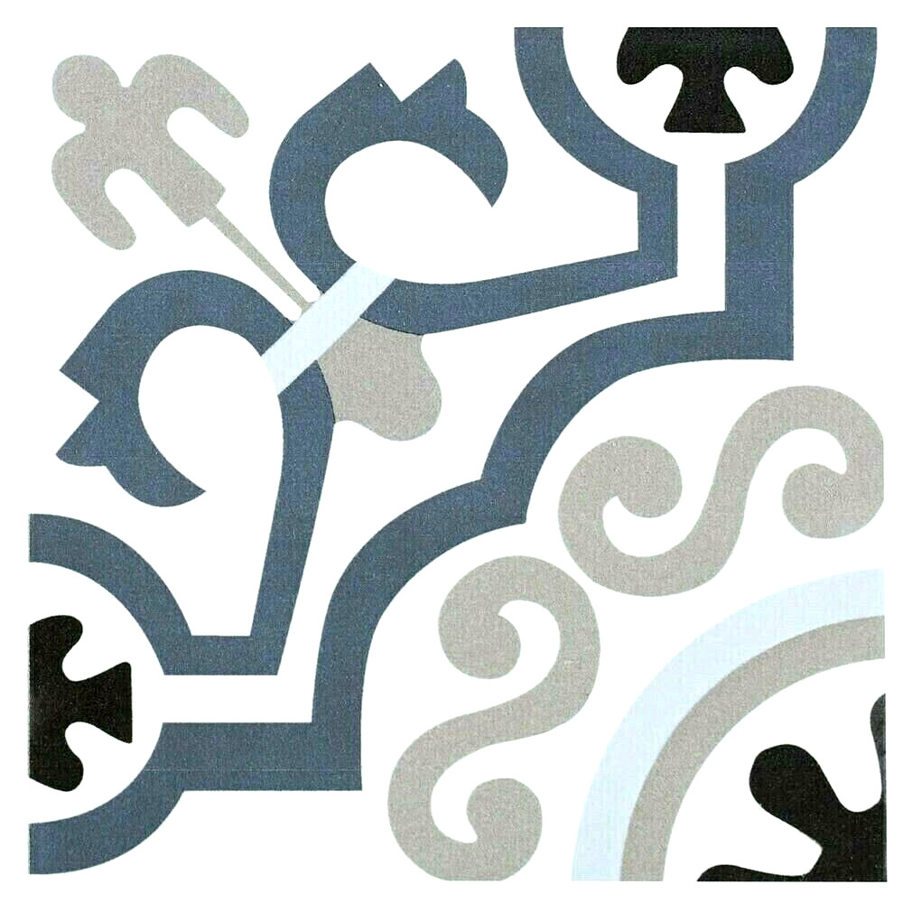 8×8 Versay Blue White Encaustic Pattern Porcelain Floor Tile By Squarefeet Depot