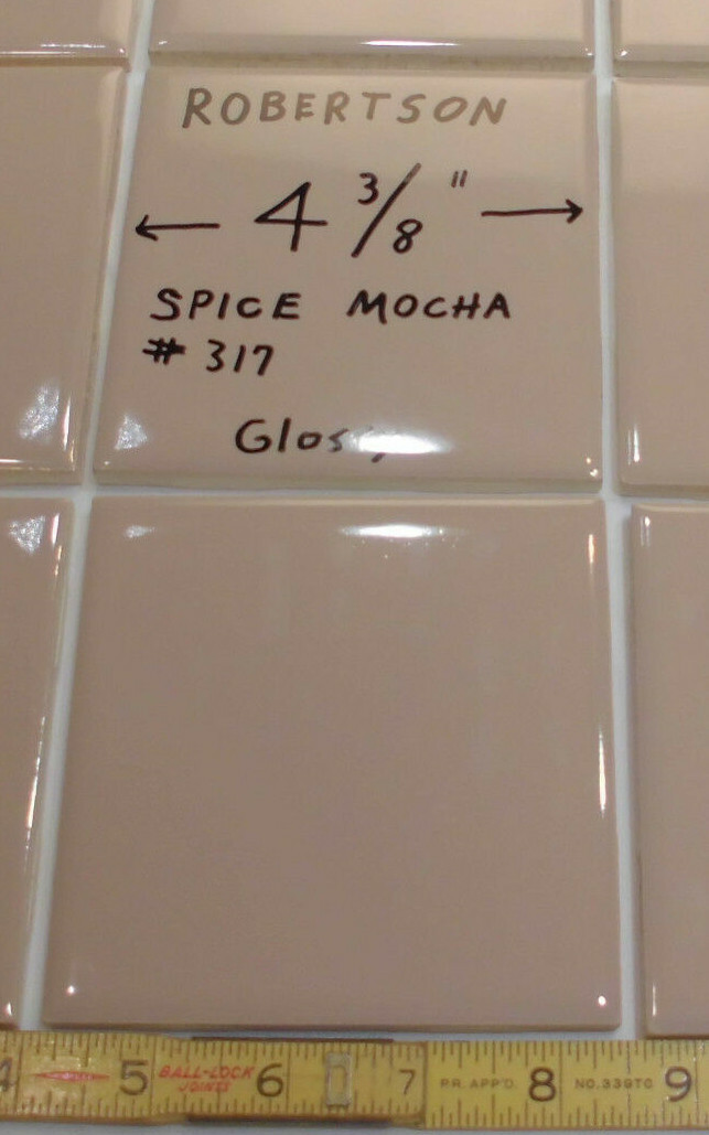 1 pc. Vintage Glossy Ceramic Tile *Spiced Mocha – Light Brown* 4-3/8″ – 4-5/16″