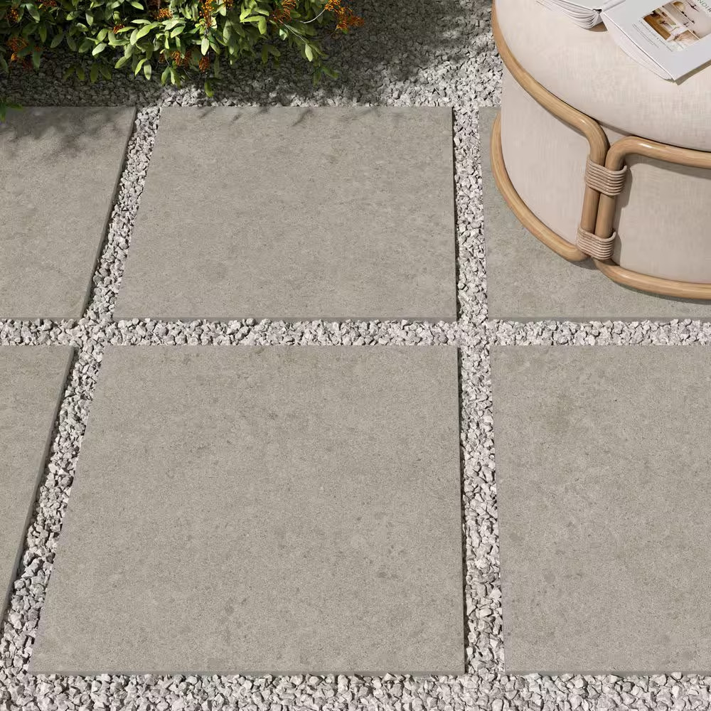 Pietra Limestone Gray 24 In. X 24 In. X 0.75 In. Stone Look Porcelain Paver (Cas