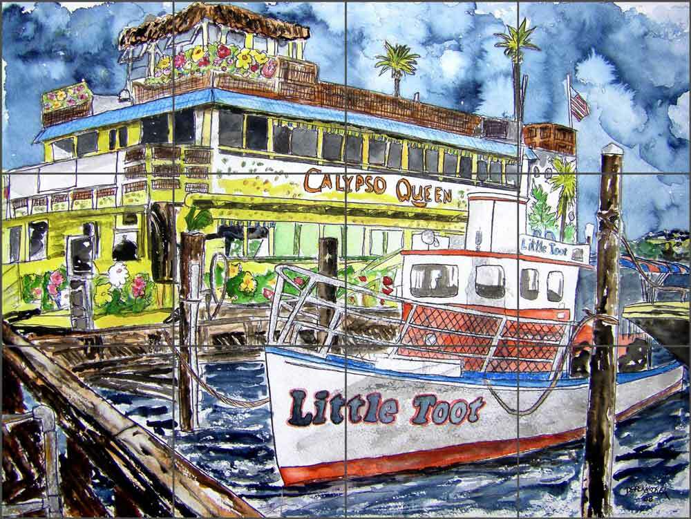 Boat Tile Backsplash Derek McCrea Coastal Art Ceramic Mural DMA038