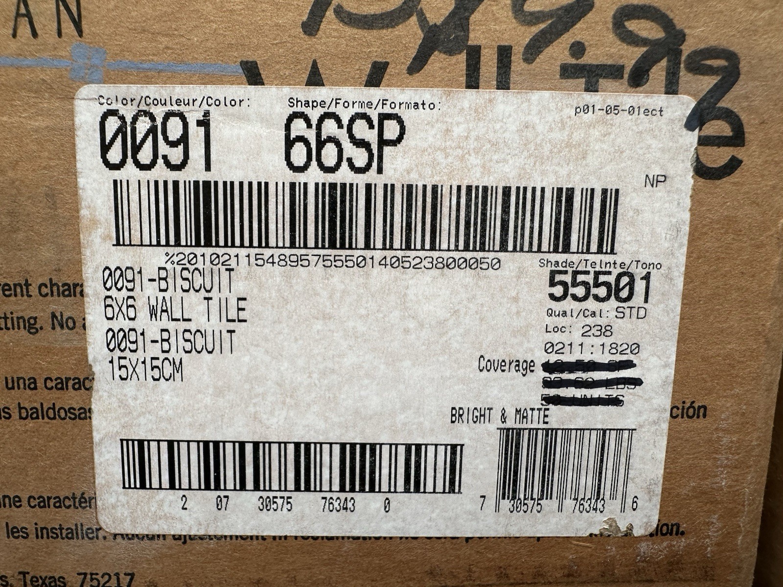 1 pc. 6″ X 6″ Gloss Biscuit: 6″ X 6″ Ceramic Tile #91 by American Olean, NEW