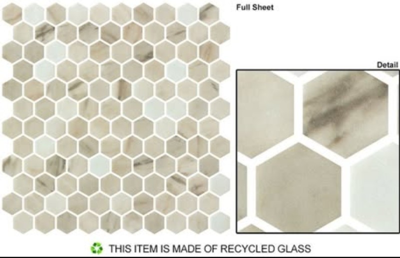 Glazzio Tile Granada (Cordoba Mist) 1″ Hexagon Mosaic Tile- Sheet (.943 SF/ ea)