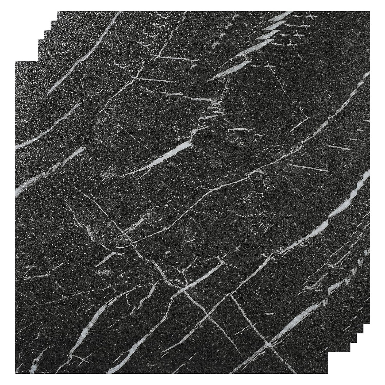 30 Piece Peel and Stick Floor Tiles, 12×12 Inch, Waterproof, Black