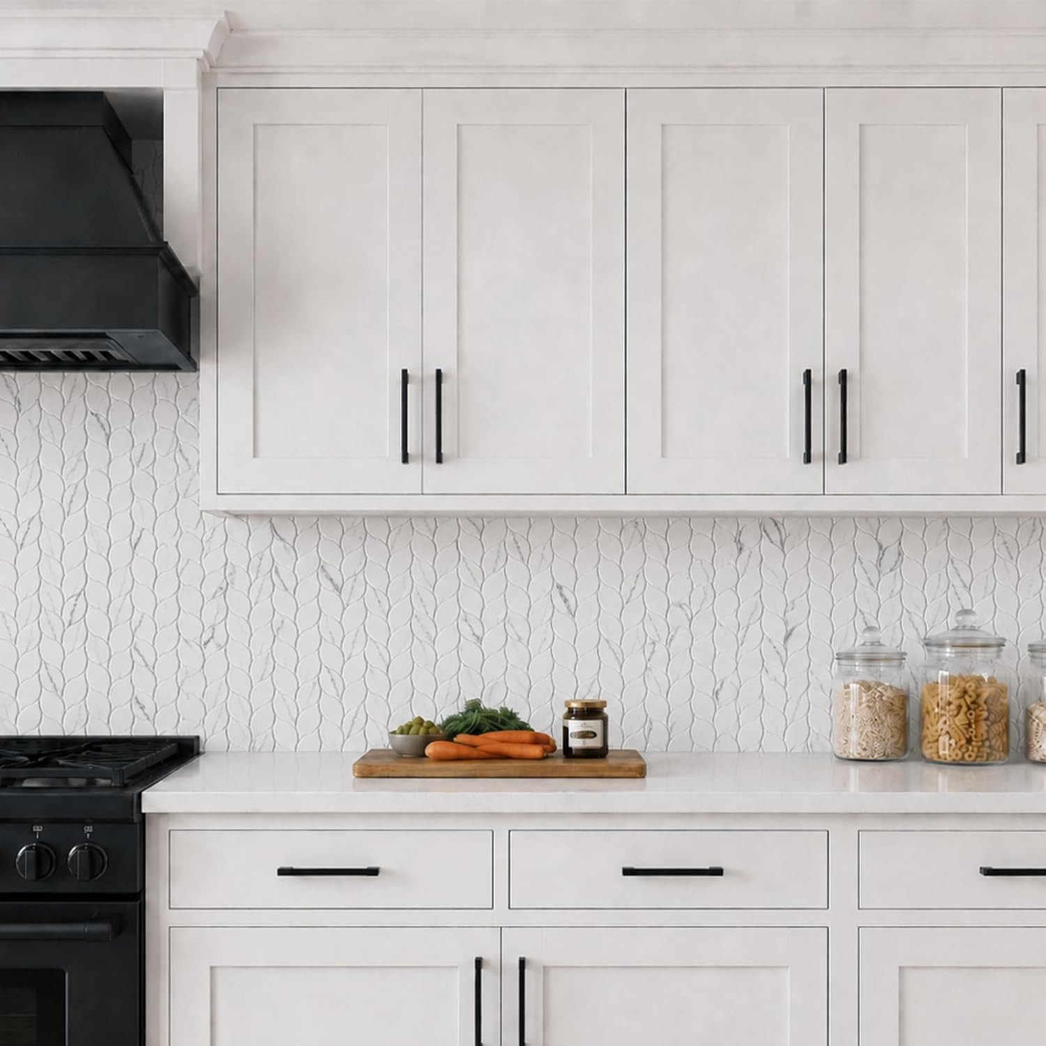 Carrara White 3D Leaf Waterjet Recycled Glass Mosaic Tile – 5 Sheets