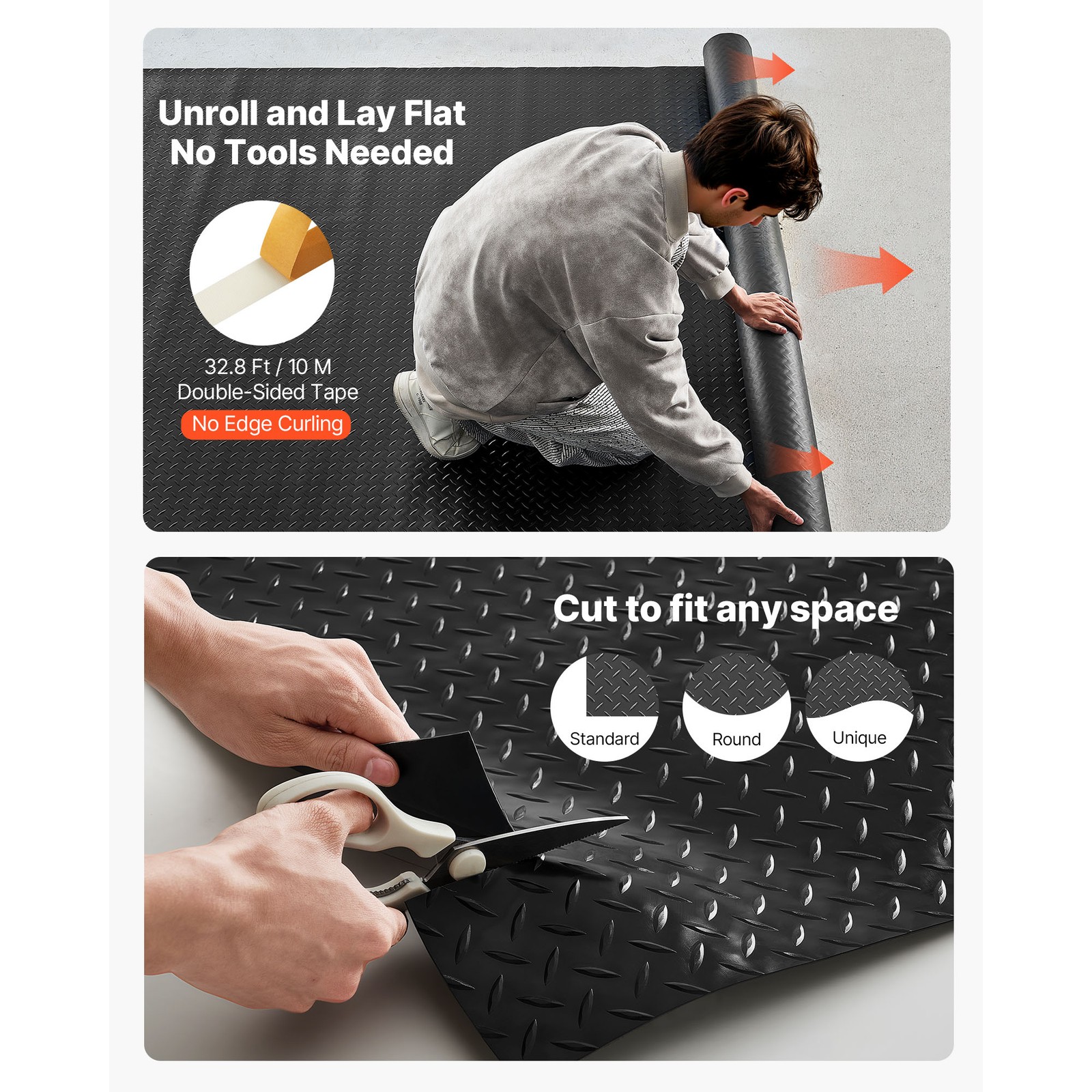 Uimoso Garage Floor Mat 4×7 ft PVC Diamond Pattern Non-Slip Easy to Clean Black