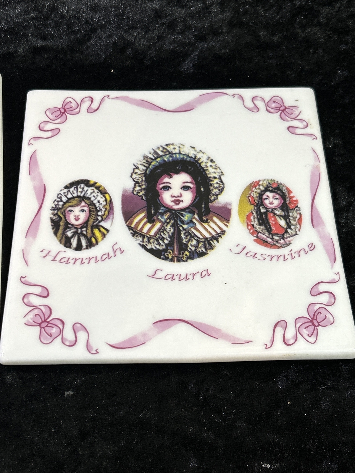 2 Ceramic Art Tile 6″x6″ HANNAH, LAURA, JASMINE – Brand New – Perfect Hot Pad!