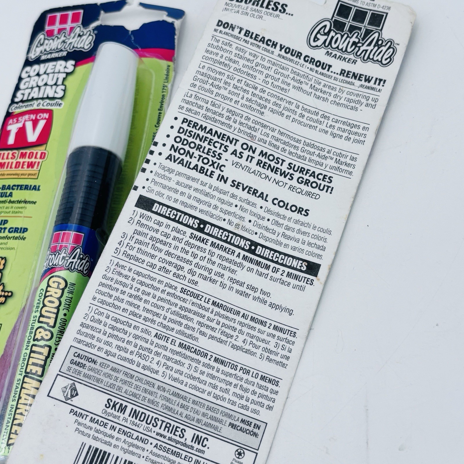 Grout-Aide Marker Covers Stains Anti-bacterial White As Seen on TV set/2