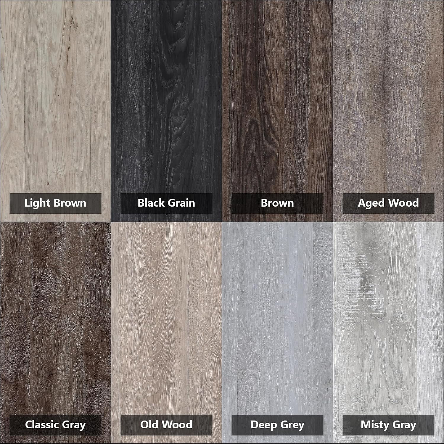 Peel and Stick Floor Tile, Luxury Vinyl Plank Samples Set of 8, Real Wood Look S