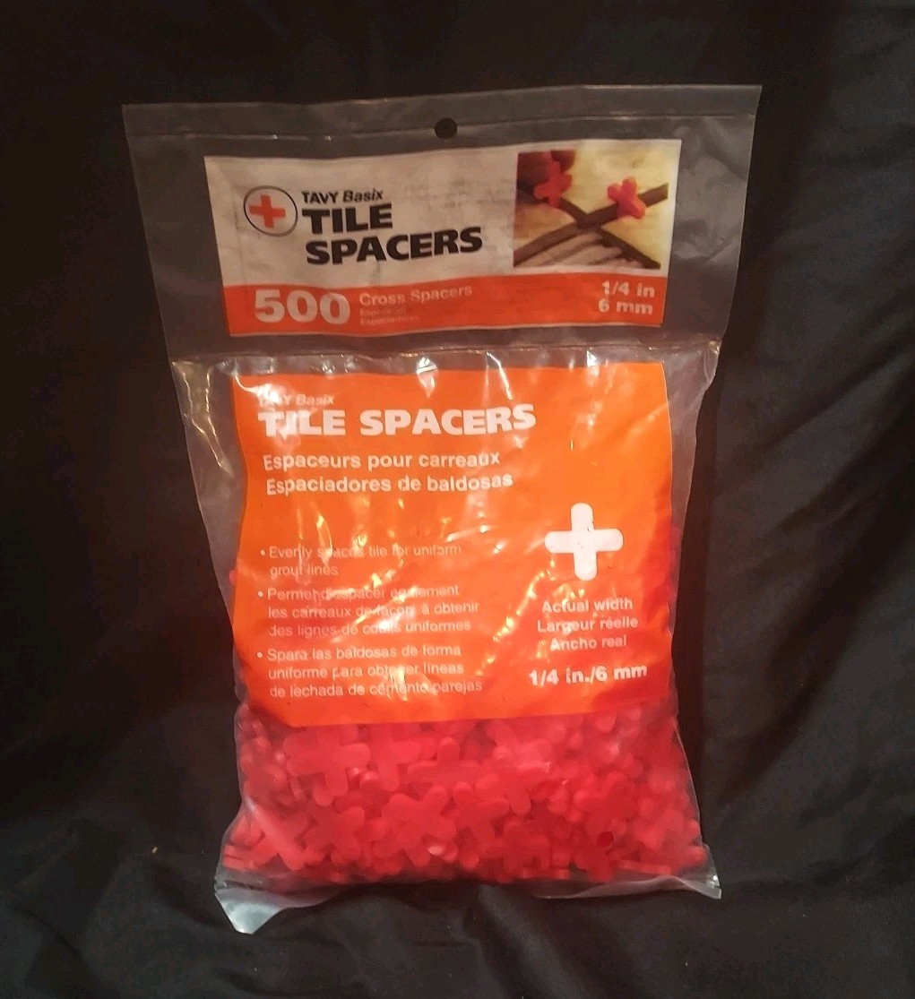 NEW Tavy Basix Tile Spacers 1/4″ 6mm 500 Orange Cross Spacers Unopened Package