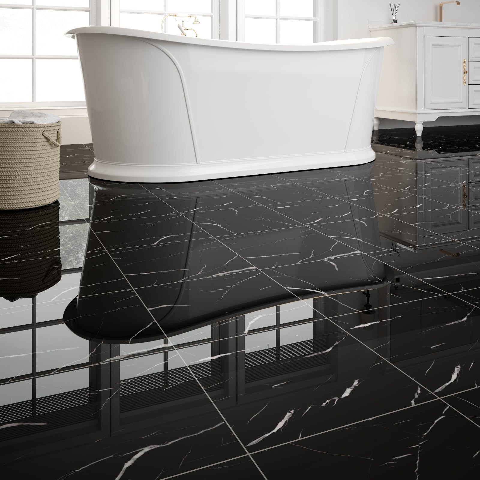 20-Pack Peel and Stick Floor Tiles Vinyl Floor 12 x 12 inch Self Adhesive Wat…