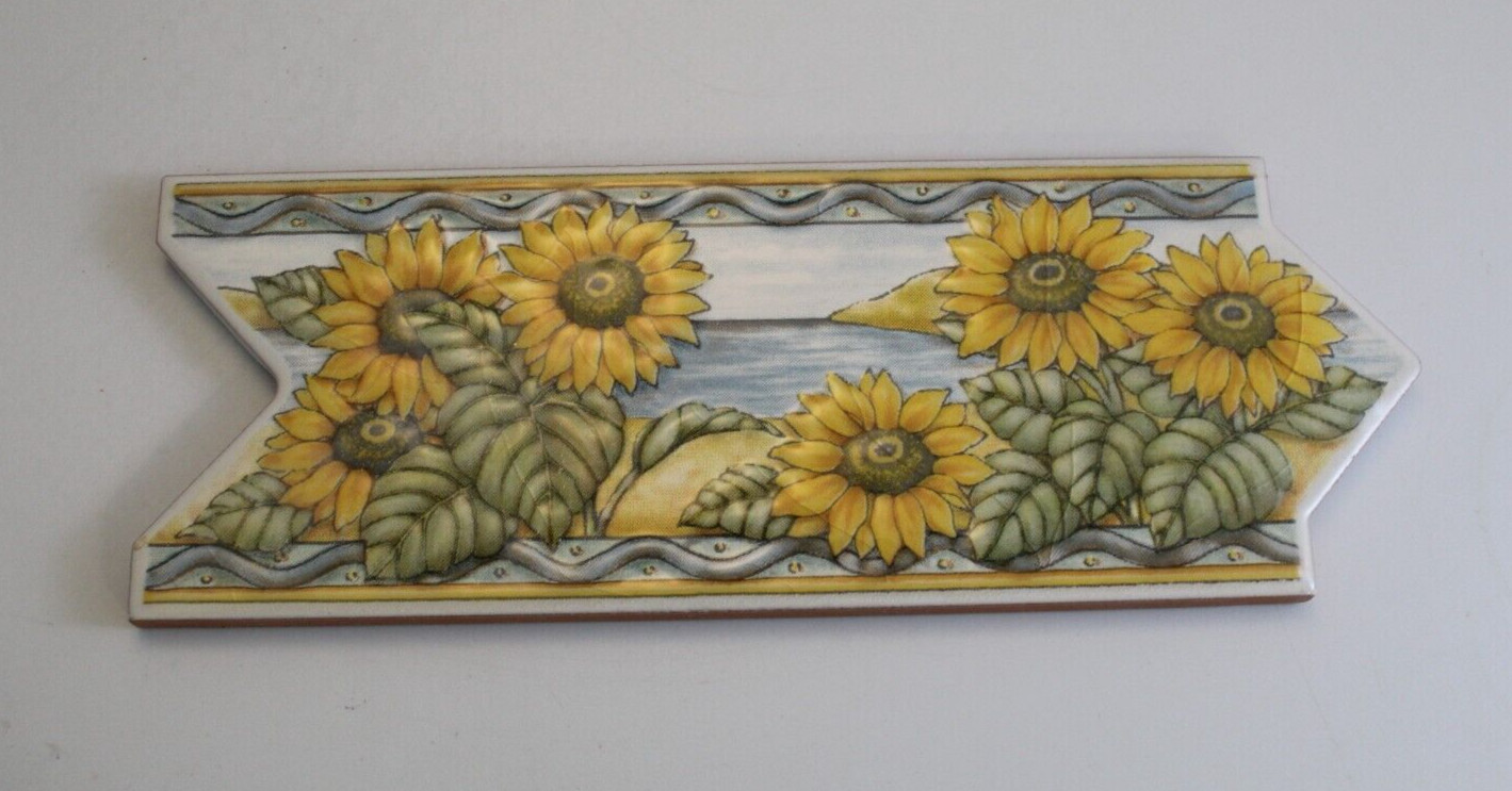 Sunflowers Decorative Border Wall Tile 9 x 3.25″ Glazed Ocean Edging