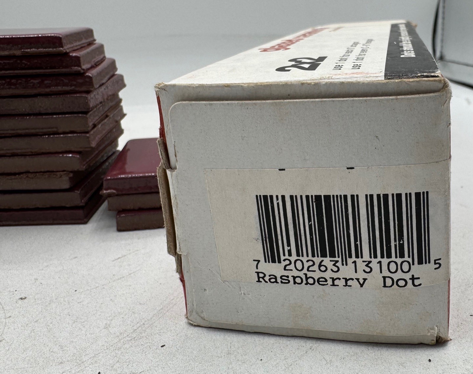 Vintage Raspberry Red Glazed Ceramic Tile Dots 2×2 Lot of 23 Unused
