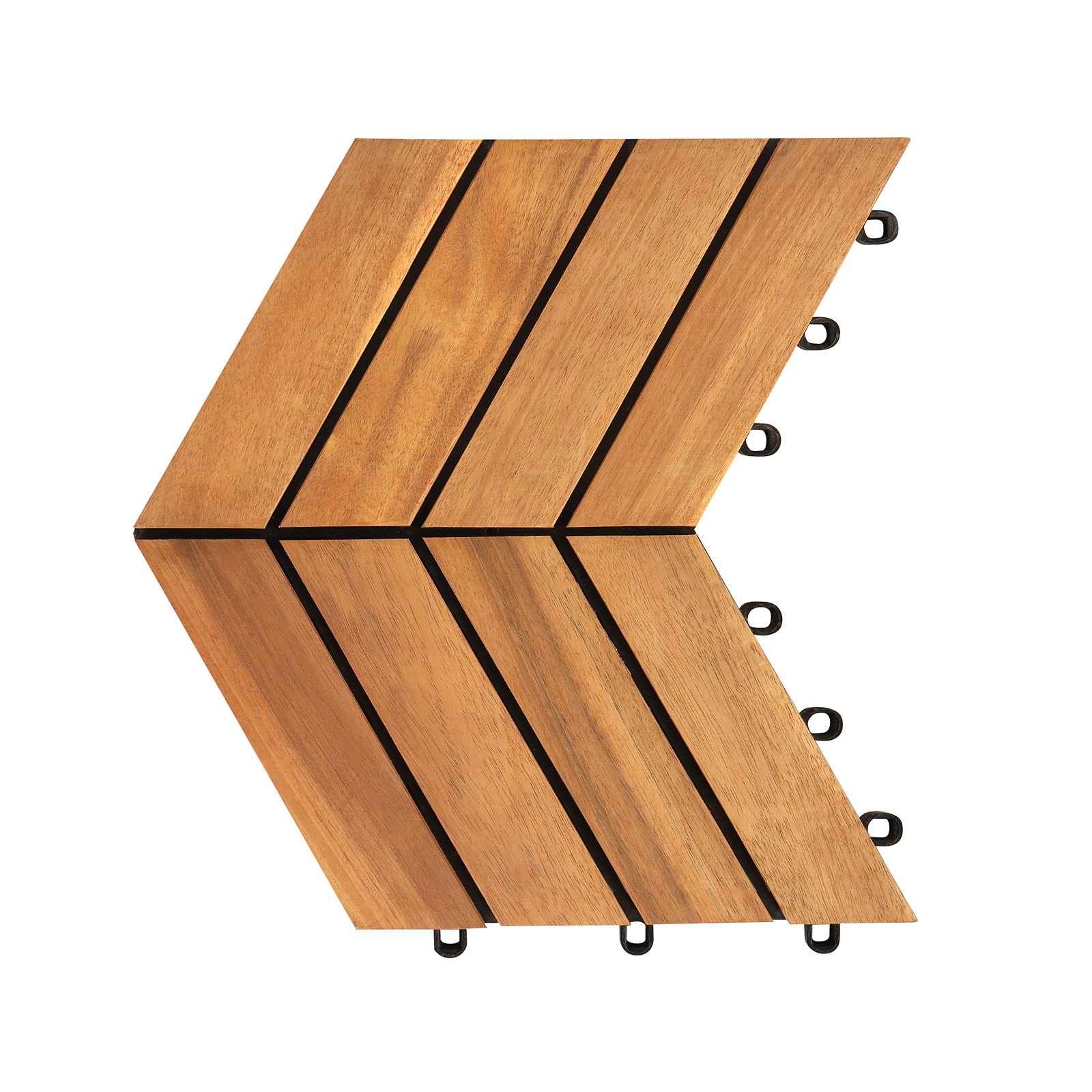Acacia Wood Interlocking Deck Tiles 30 PCS Waterproof Flooring TilesNatural