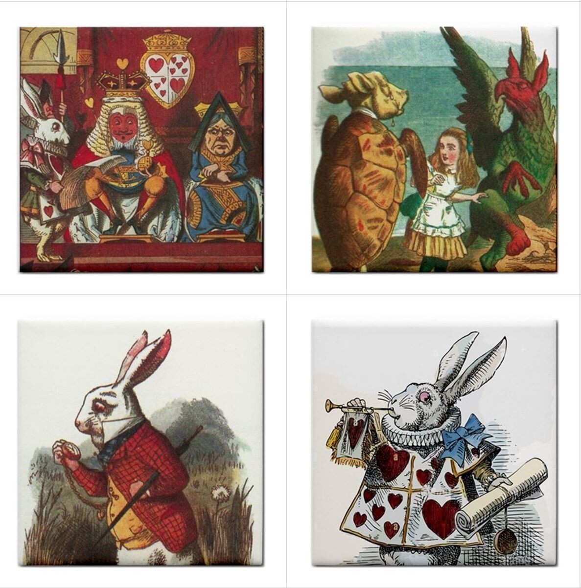 Alice In Wonderland Ceramic Tiles Decorative Coaster Backsplash 16 Tile Set