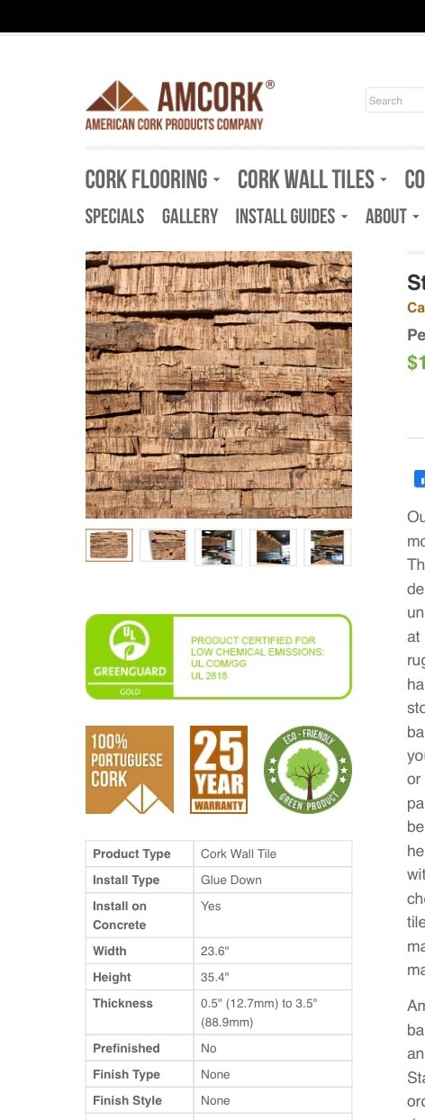 AmCork Wall Tile 24”x36”- 8 Boxes, Stack Stone Style. beige,brown and gray. New