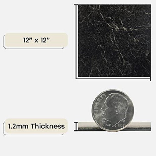 20 Tiles Vinyl Floor Tiles Self Adhesive Peel And Stick Black Flooring 12×12 in