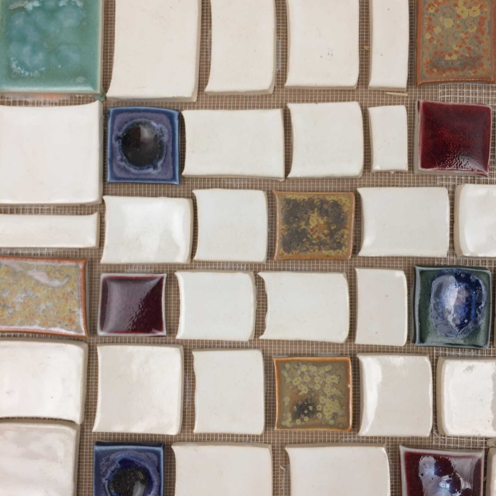 Handmade Tile Mosaic Panel Backsplash 1/4″ Thick, 11.5″ x 17.5″ Mounted On Mesh