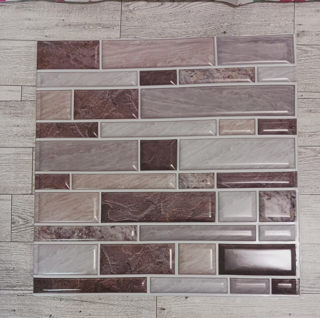 Wall Tile Gray & multi-color granite pattern. 10 piece plastic self adhesive 12″