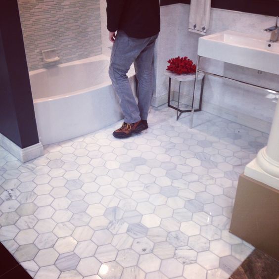 C36P 6″ Hexagon Carrara Italian Marble Venato Carrera White Tile Polished
