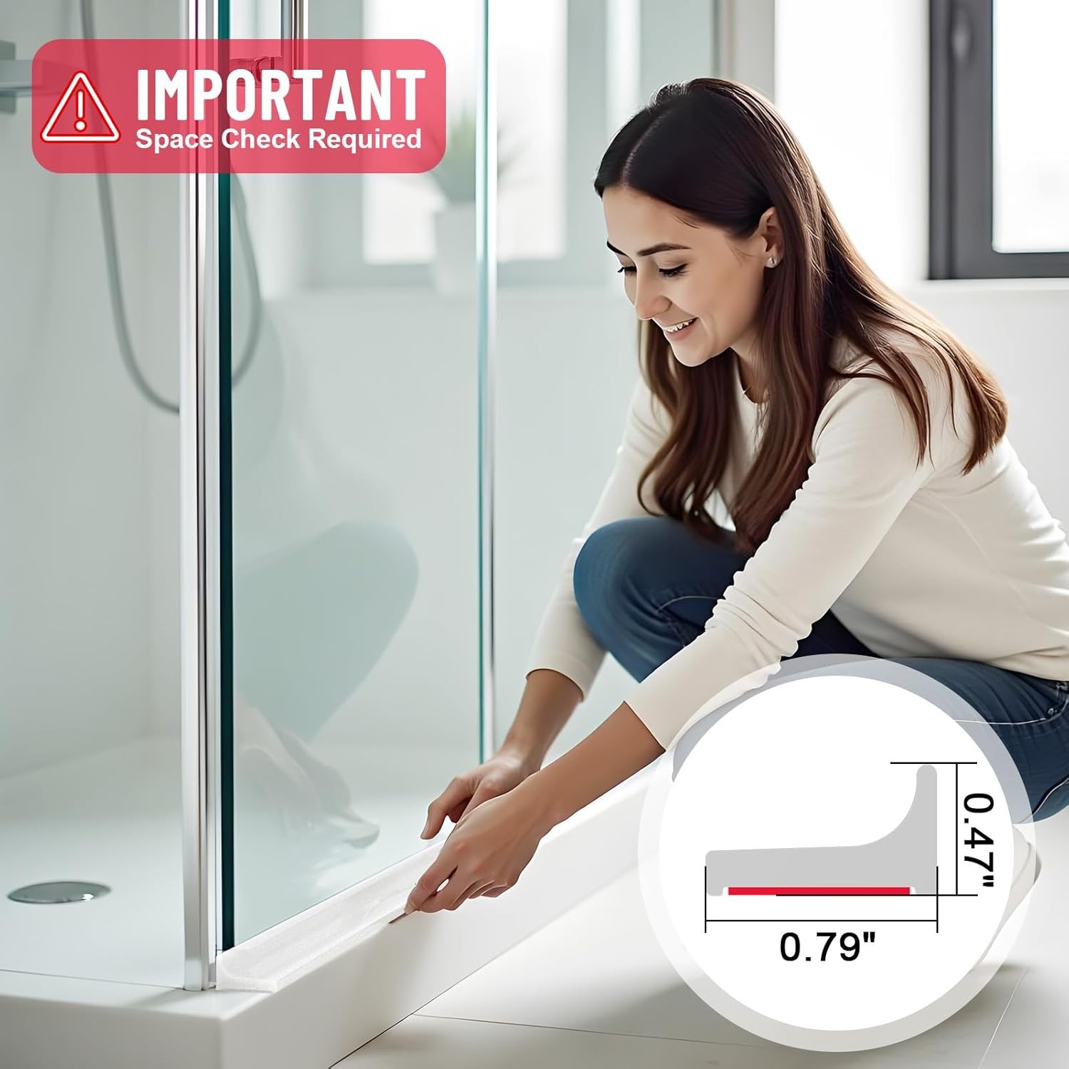 Shower Threshold Water Dam Guard – Self-Adhesive Silicone 39inch, Transparent