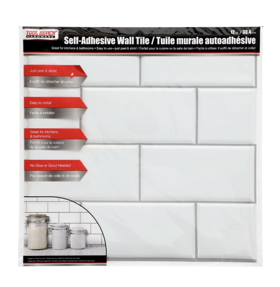 LOT of 5 Sheets Hardware Self Adhesive Tan, Brown and White Wall Tile, 12×12 in.
