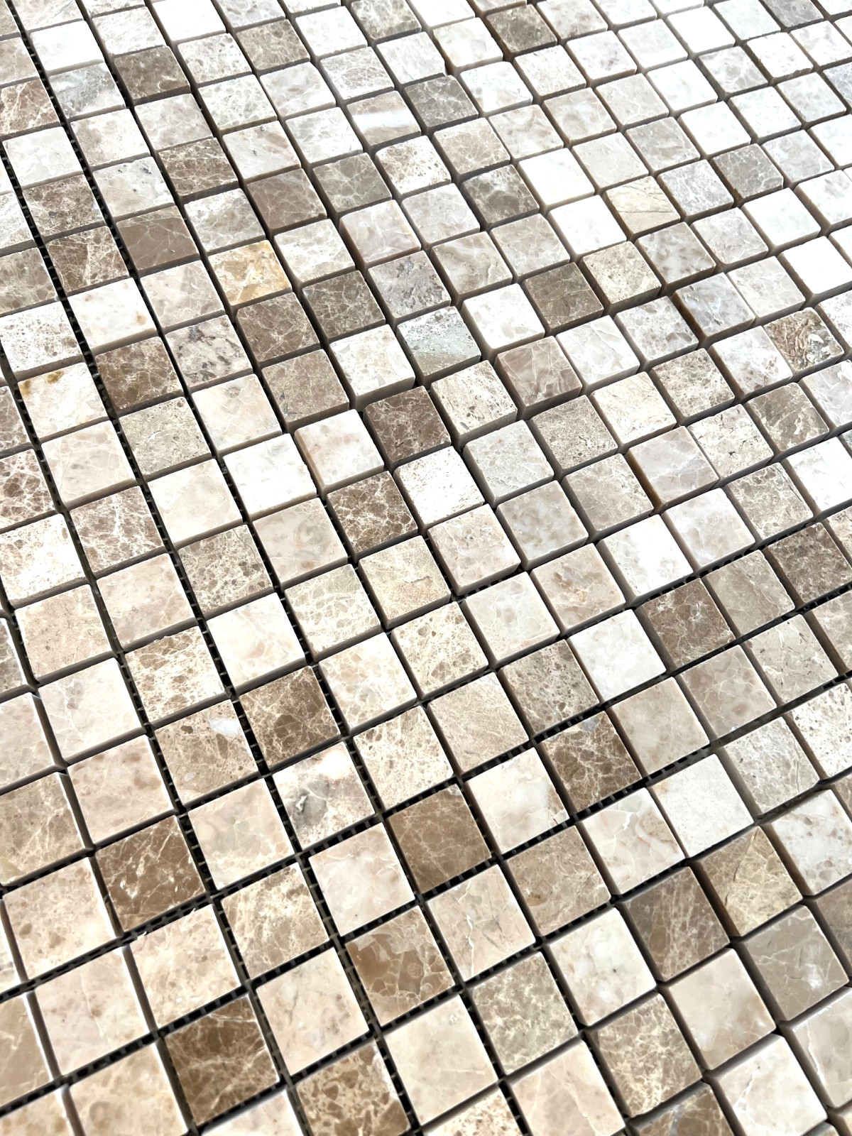 Emperador Light Beige Cappuccino mix 1×1 Polished Marble Wall Mosaic Tile