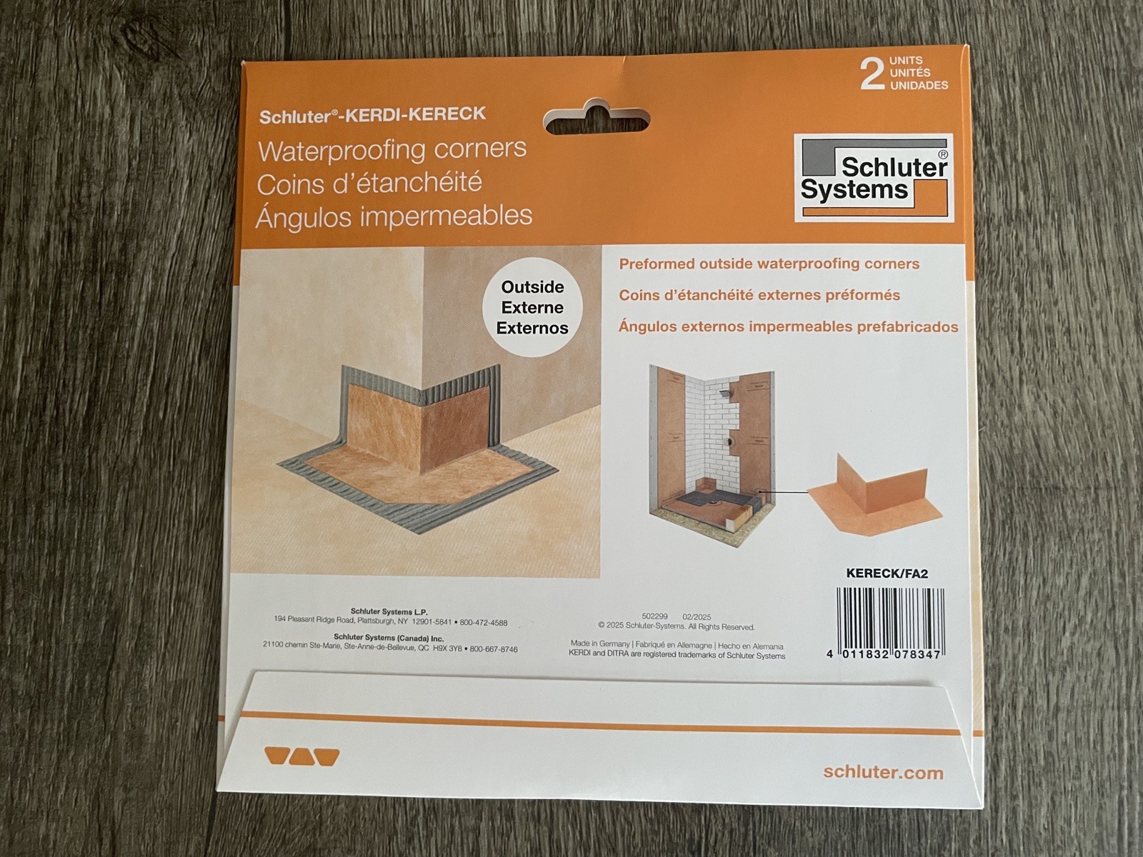 Schluter Preformed Outside Corners (KERECK/FA2) – Kerdi Waterproofing Membrane