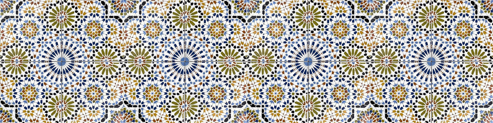 Moroccan ceramic tiles 8×8 inch, 12 tiles in Coloured Patchwork Mosaic – Kenza