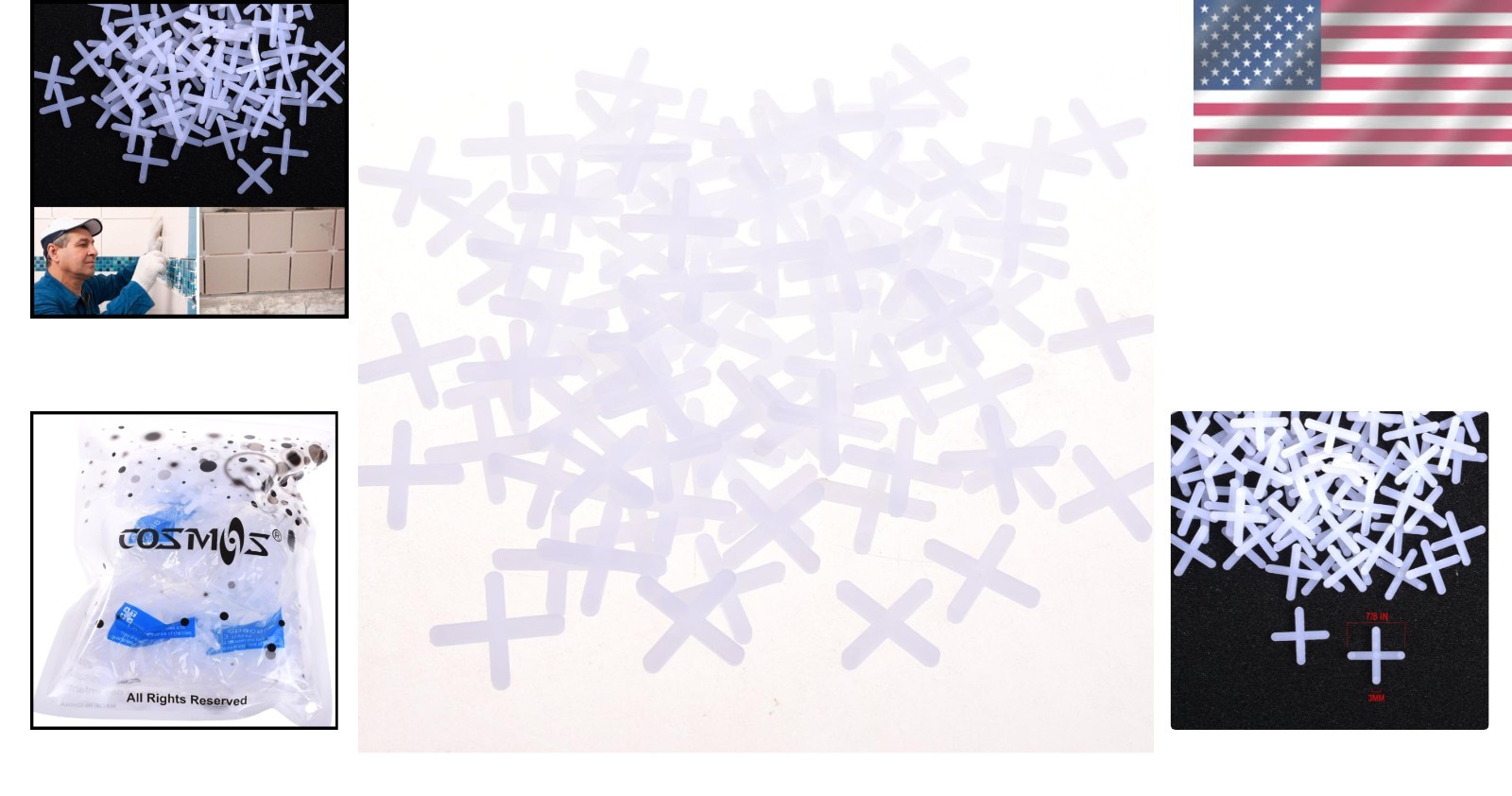500 Pcs 1/8 Inch X-Type Tile Spacers – Durable White Plastic for Floors & Walls