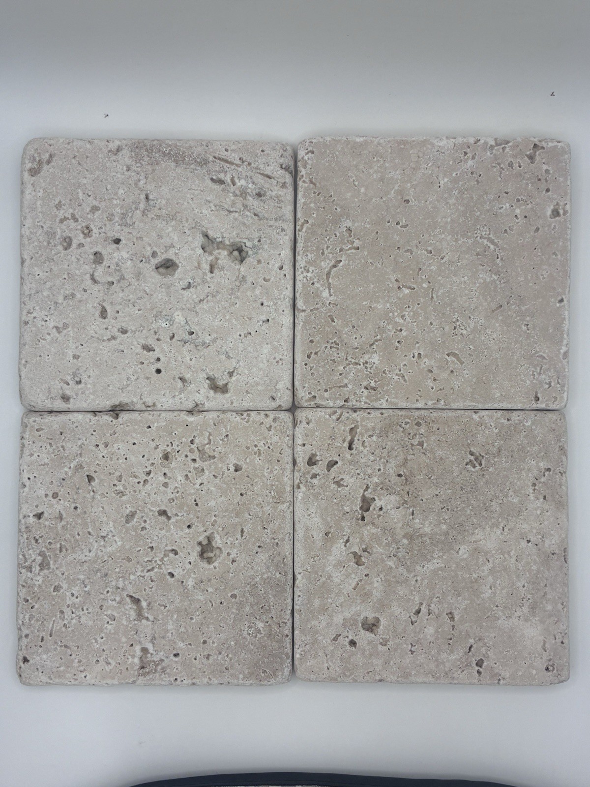 Tumbled Travertine Natural Stone Tile – Tan White 4×4 Tiles (Sold 1 Sq Foot)