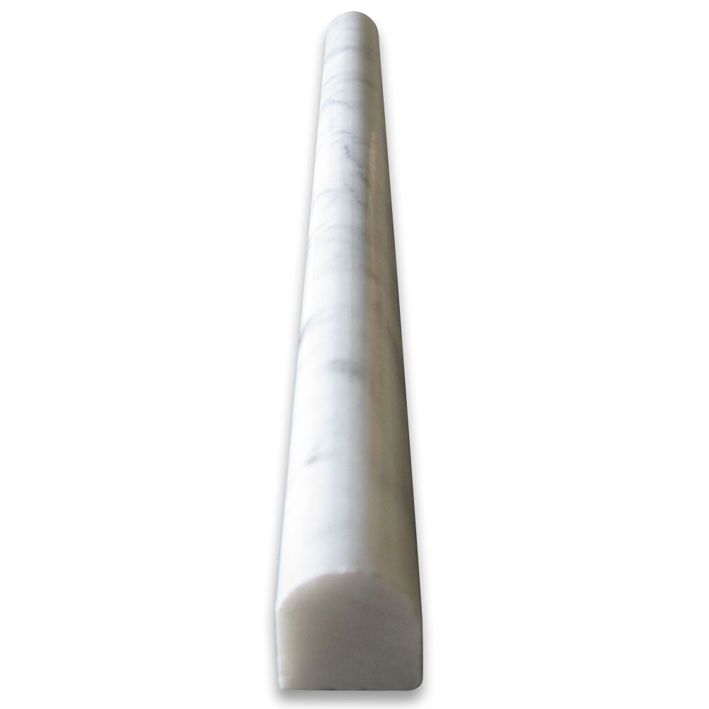 C18P Carrara Marble Pencil Liner Trim Molding Venato Carrera Polish 3/4×12