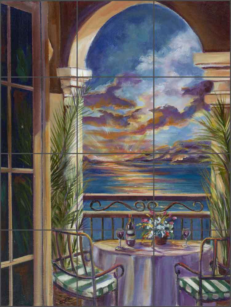 Ceramic Tile Mural Backsplash Cook Mediterranean Seascape Sunset Art GCS009