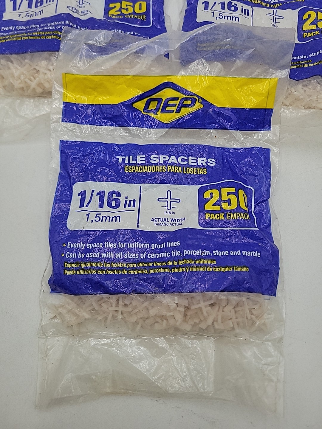 3 Pack QEP 1/16-Inch Tile Spacers for Floor or Wall Tiles 250-Piece 10006Q NEW