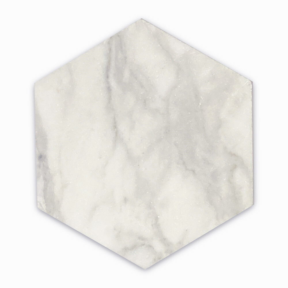 L36H 6″ Hexagon Statuary Statuario White Italian Marble Tile Honed