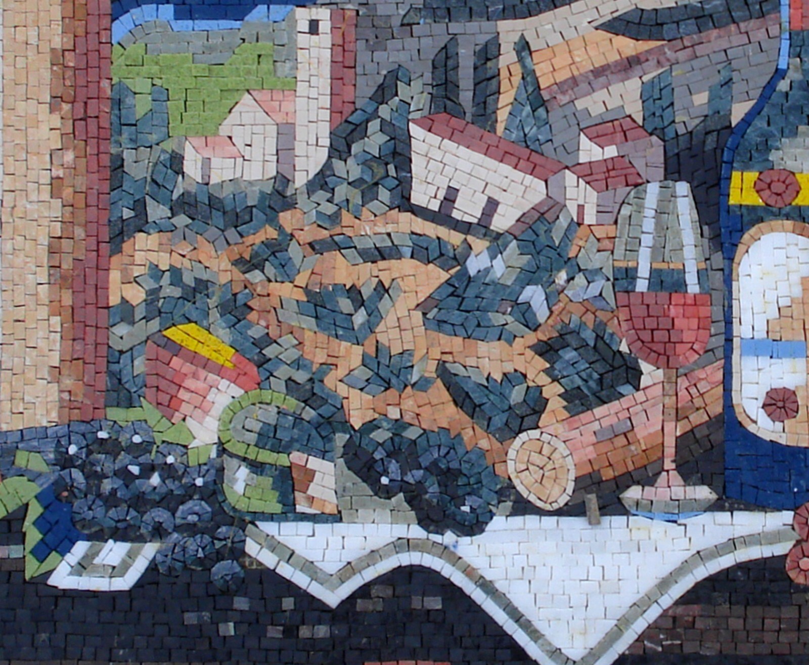 BK003 Picnic Overlooking the Countryside Mural Mosaic