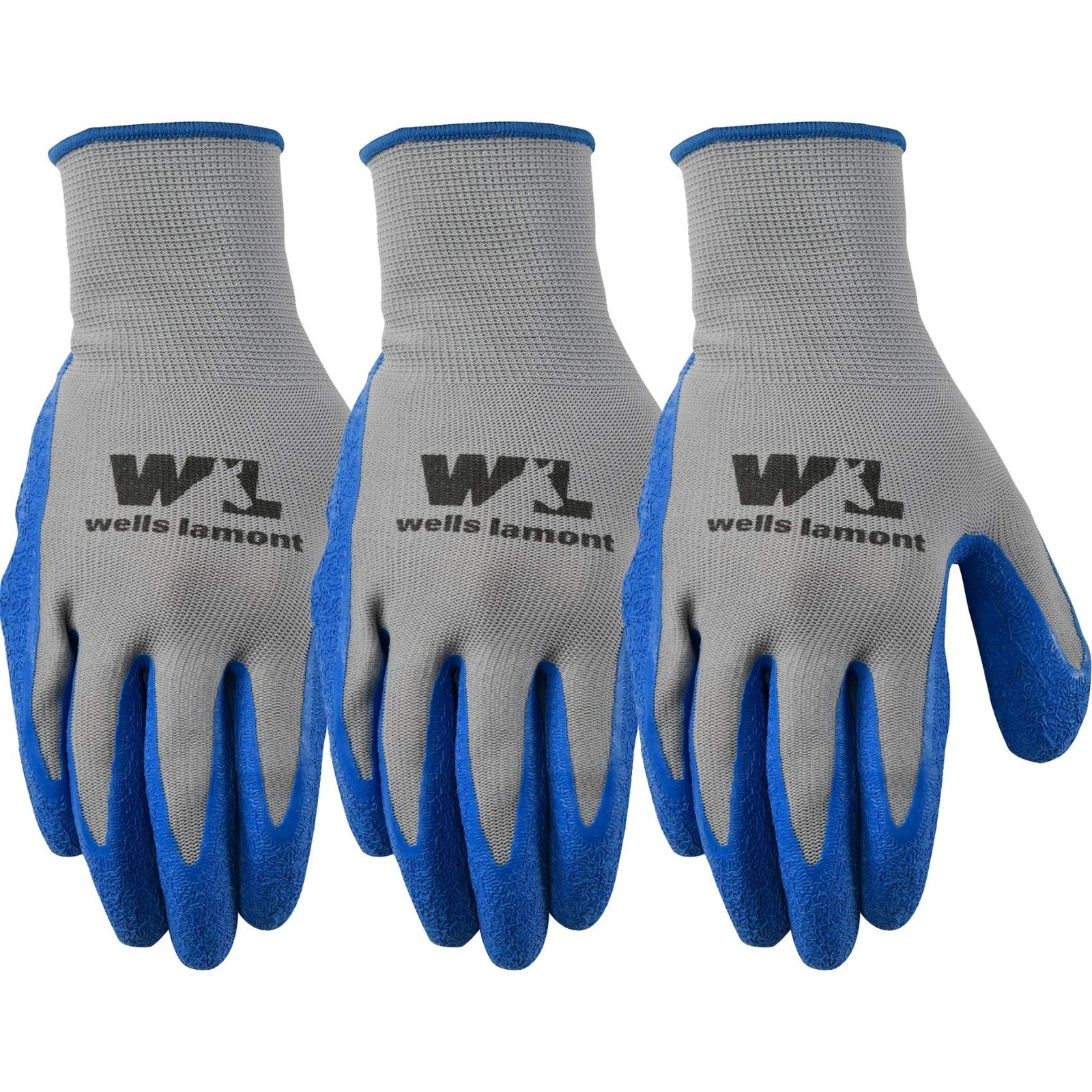 Wells Lamont 3 Pair Pack Men’s Latex Grip Work Gloves, Large (133LF)