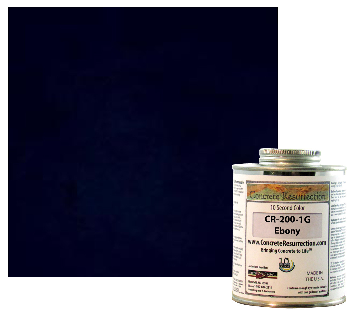 Fast Drying Concrete Stain-Professional-Easy to Use 400-600sq ft Ebony (Black)