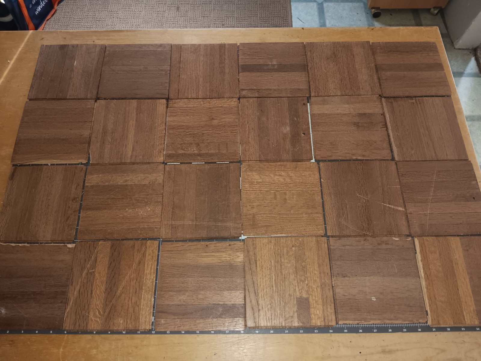 Reclaim VTG COLOR TILE Solid Oak Parquet Flooring 24 pieces = 6 SQ FT. OPTIONS!