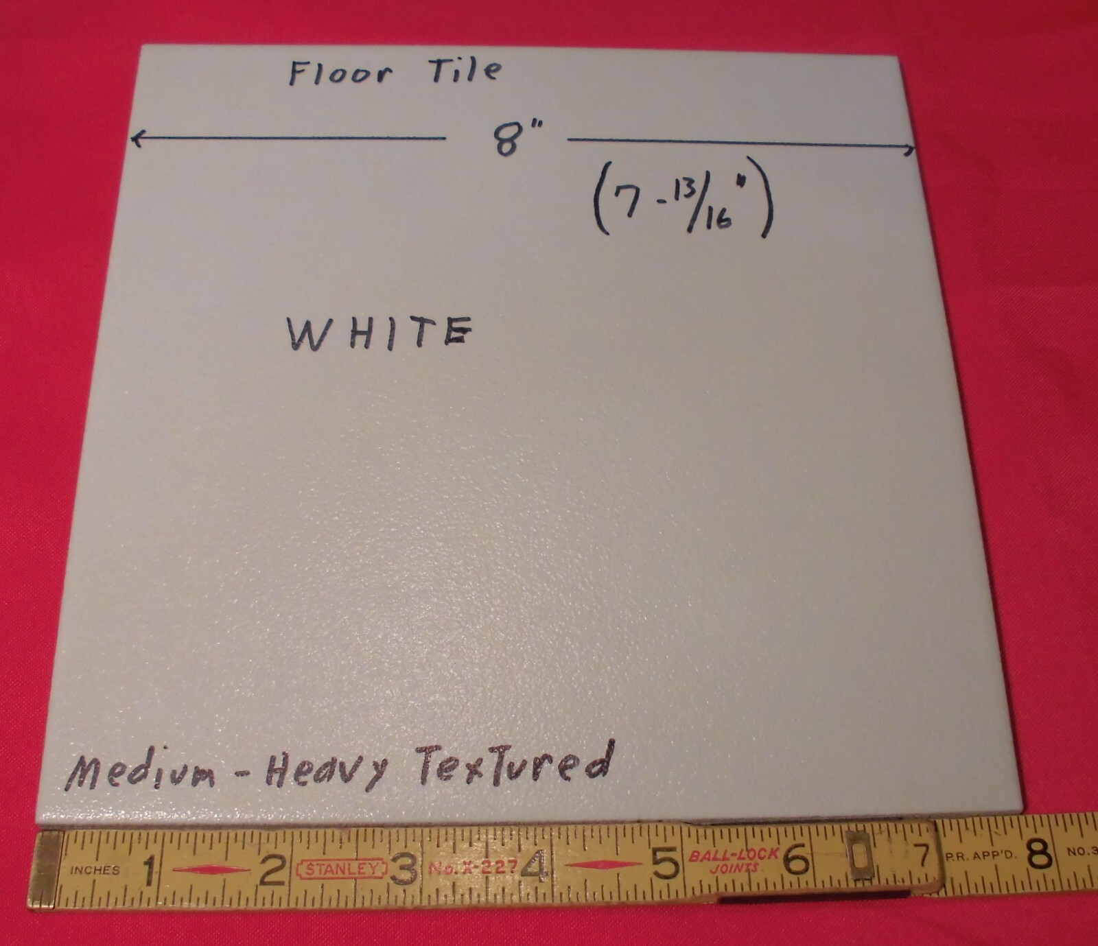 1 pc. Floor White: Ceramic Tile 8″ X 8″ Medium-Heavy Textured: New Stock, Mexico