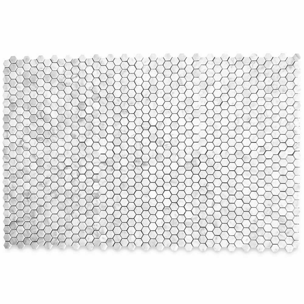 C31XH Carrara Marble 1″ Hexagon Tile Venato White Carrera Mosaic Honed