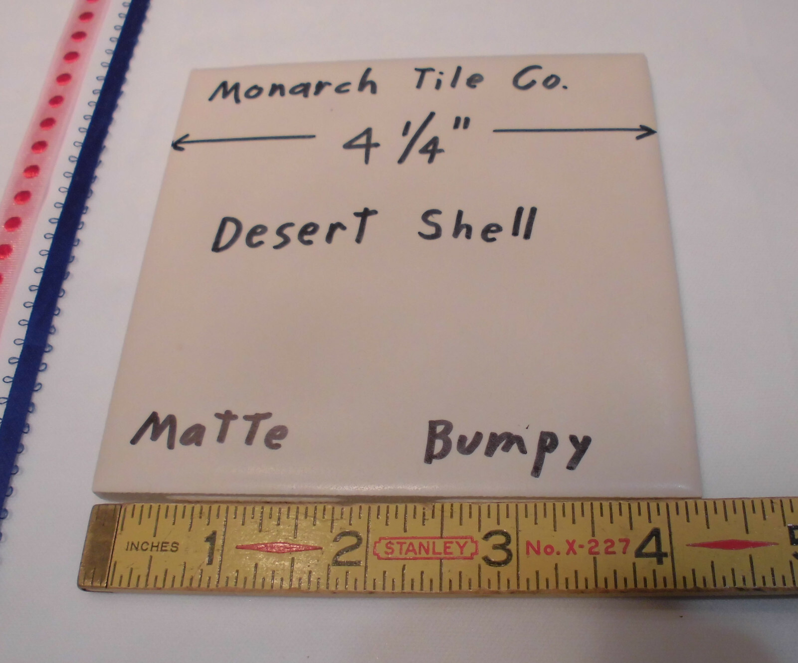 1 pc. Desert Shell- Off White 4-1/4″ Bumpy Matte Ceramic Tile by Monarch Tile Co