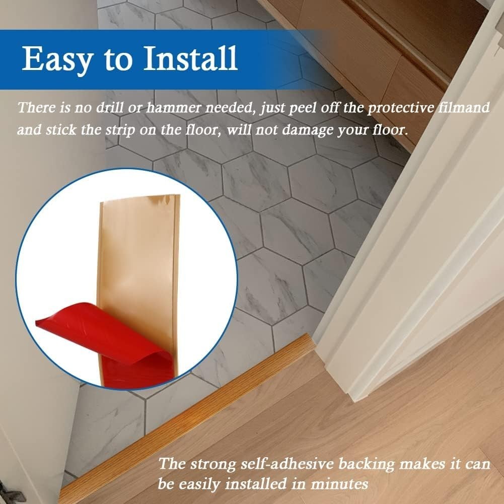 Elegant Wood Grain Self-Adhesive Floor Transition Strip 3″ Wide – Light Brown