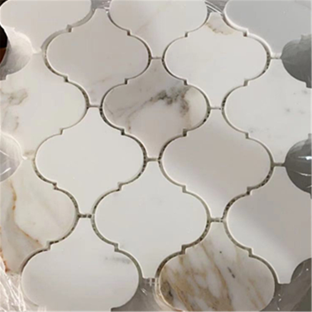 G893XH Calacatta Gold Calcutta Marble Arabesque Lantern Baroque Tile Honed