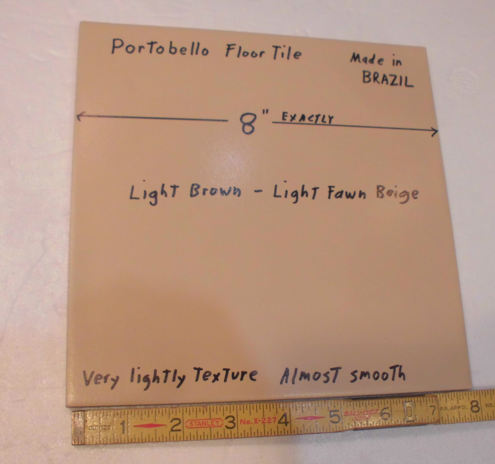 1 pc. Light Brown – Light Fawn Beige: Floor Tile 8″ X 8″ Smooth Matte Finish