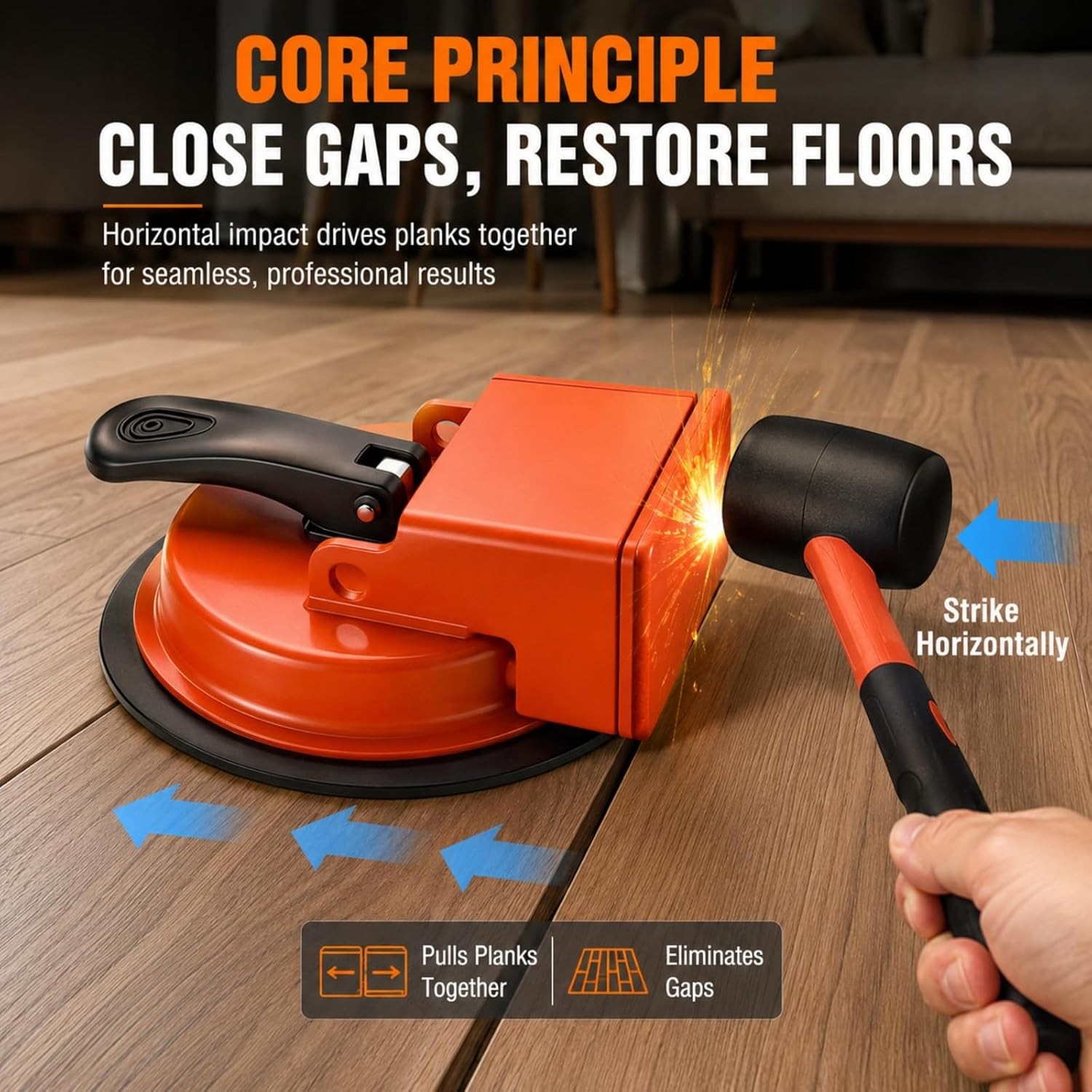 Floor Gap Fixer Tool with Suction Cup for Hardwood-Laminate and Vinyl Flooring