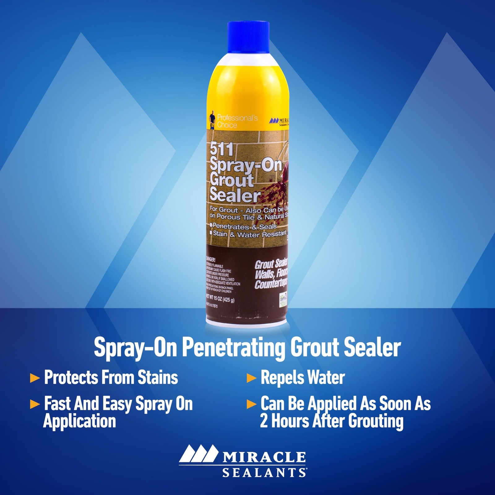Miracle Sealants Grout Sealer Aerosol Spray, 15 oz 1 Count (Pack of 1)